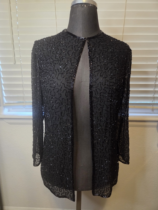 Jmd New York Jackets & Blazers - Black Beaded Open-Front Evening Blazer